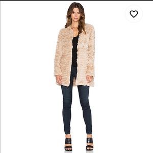 Knit Rex Rabbit Fur Coat in Beige